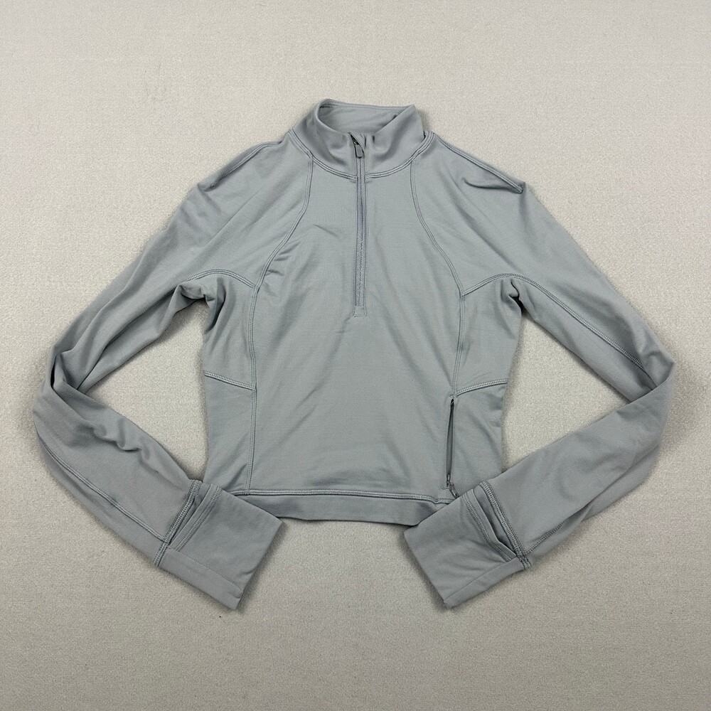 Lululemon Jacket Women 2 Rhino Grey Its Rulu Run Cropped Half Zip Cuffins